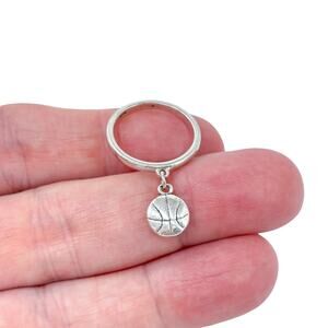 Avery Basketball Ring | Dangle Charm Sports Jewelry | Sterling Silver 925 Size 7